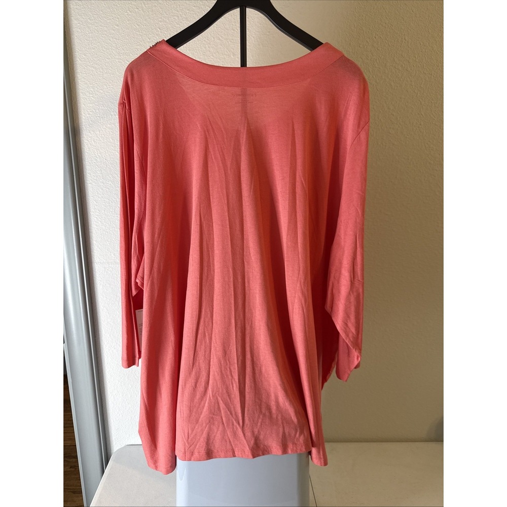 Catherines Women's 3/4 Sleeve Beaded Collar Blouse Pink Plus Size 4XL - Picture 2 of 11
